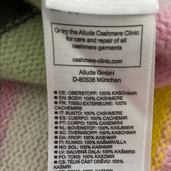 100% Cashmere ALLUDE Women's Luxurious Multicolor Striped Sweater Coastal Soft - Picture 4 of 10